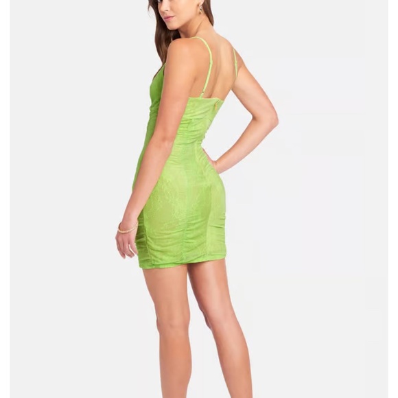 BEBE RUCHED LACE AND MESH DRESS - Picture 3 of 5